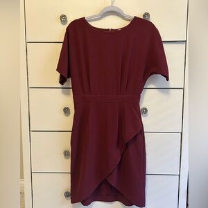 Bobeau Asymmetrical Burgundy Dress